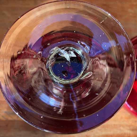 Set of 2 Ruby Red Hand Blown Mexican Margarita Glasses - Picture 5 of 5